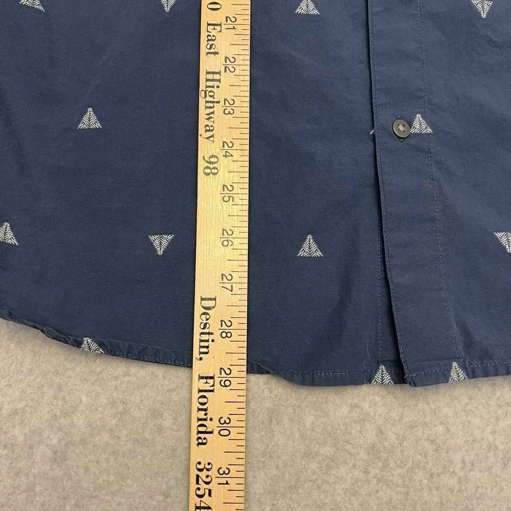 North Face Shirt Men's Large Blue AOP Trees Short Sleeve Outdoors Pocket Hike